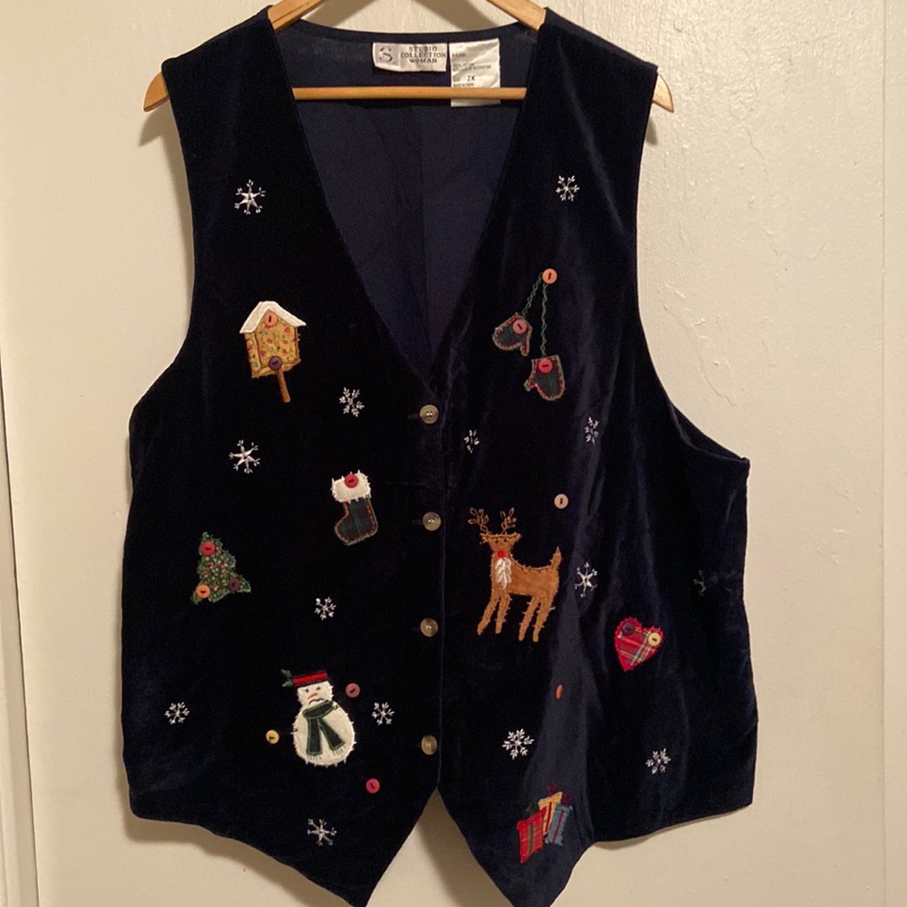 Holiday Velvet Appliqué Suede Vest